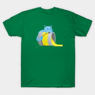 Blue Cat + Yellow Paint = Green T-Shirt